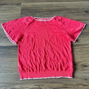 Boden 100% Linen Short Sleeve Shirt Pink Small Teacher Preppy Classic Beach Top